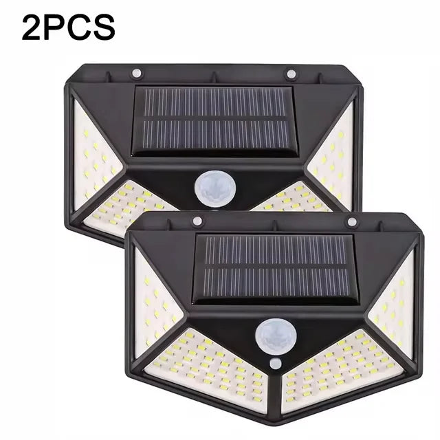 Solar Lights Outdoor Waterproof 100 LED Wall Lamp Motion Sensor Solar Powered Sunlight Street Light for Garden Porch Yard Garage