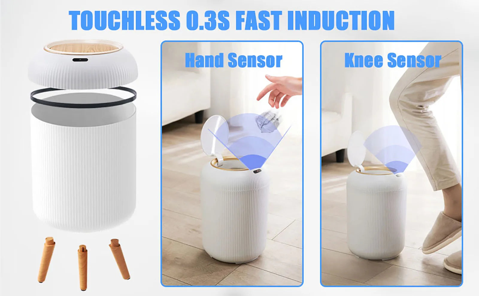 Automatic Trash Can with Lid,  Small Plastic Smart Trash Can, Motion Sensor Trash Can for Bedroom, Bathroom, Kitchen, Office