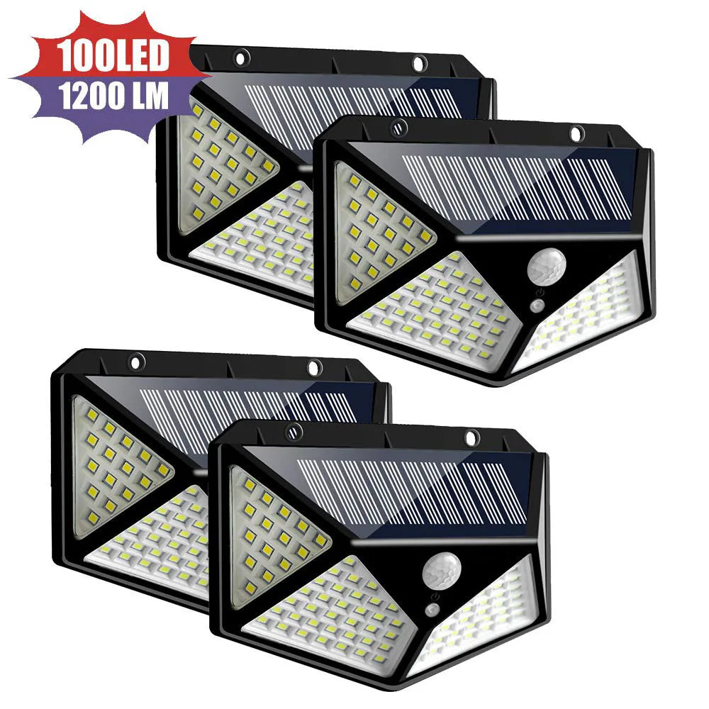 Solar Lights Outdoor Waterproof 100 LED Wall Lamp Motion Sensor Solar Powered Sunlight Street Light for Garden Porch Yard Garage