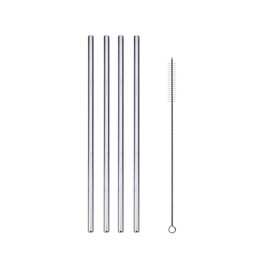 UPORS Reusable Drinking Straw 304 Stainless Steel Straws Straight Bent Metal Straw with Cleaner Brush Pouch Wholesale