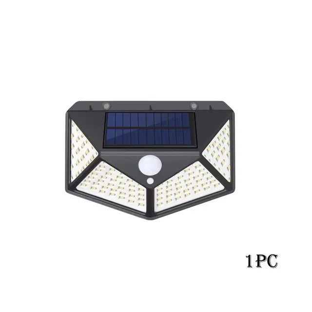 Solar Lights Outdoor Waterproof 100 LED Wall Lamp Motion Sensor Solar Powered Sunlight Street Light for Garden Porch Yard Garage