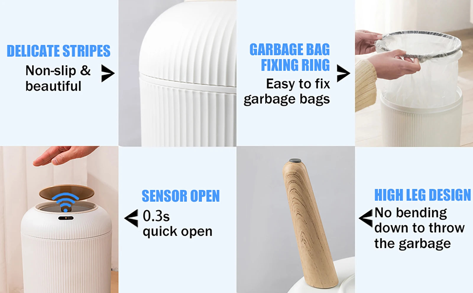 Automatic Trash Can with Lid,  Small Plastic Smart Trash Can, Motion Sensor Trash Can for Bedroom, Bathroom, Kitchen, Office