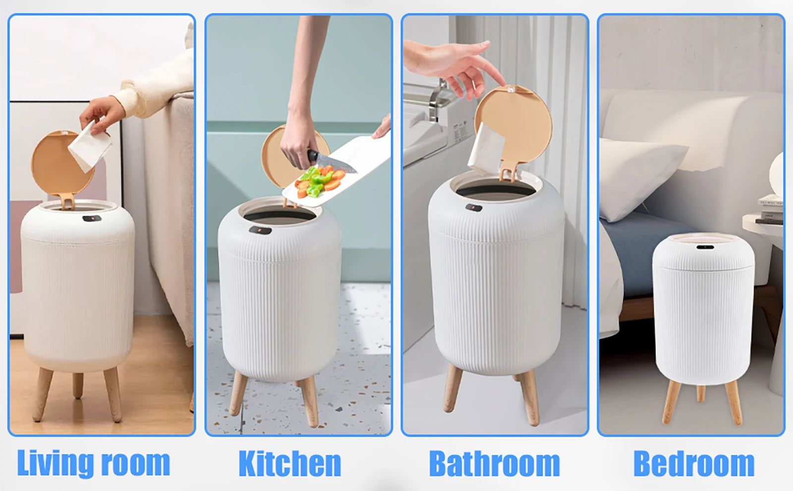 Automatic Trash Can with Lid,  Small Plastic Smart Trash Can, Motion Sensor Trash Can for Bedroom, Bathroom, Kitchen, Office